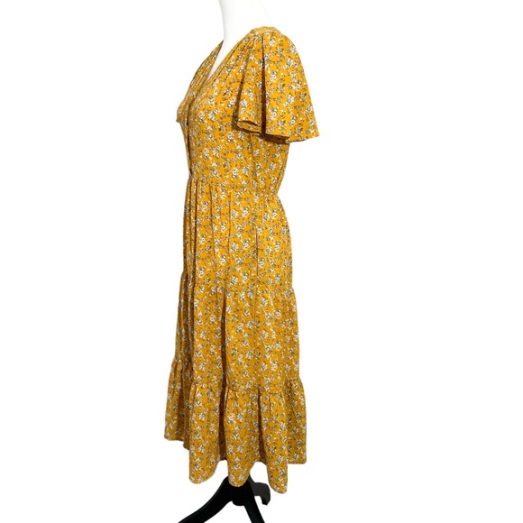 Monteau Yellow Floral Button-Up Midi Dress - Picture 2 of 5